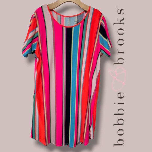 Bobbie Brooks women's multicolor striped short sleeves tshirt dress xl - Picture 7 of 7